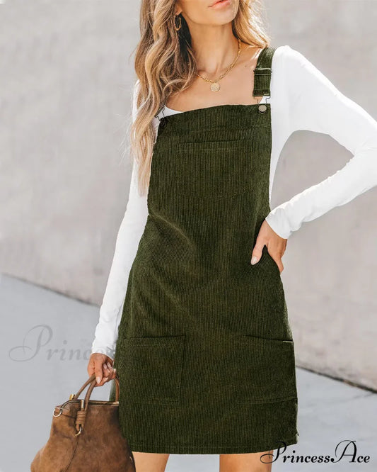 Solid color Pocket Shift dress Army Green 2023 f/w 23BF casual dresses Clothes Dresses spring