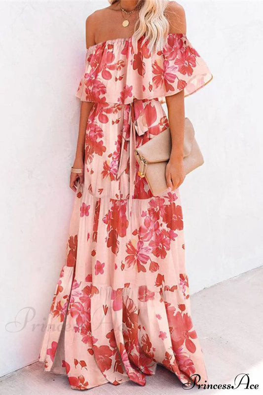 Printed Wrap Stylish Maxi Dress Safflower / S Dresses