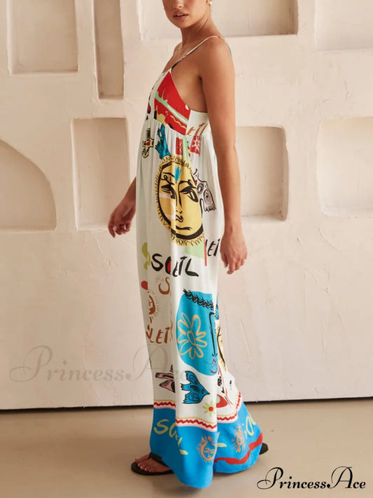 Refined Sensation Satin Charming Unique Print Maxi Dress Dresses