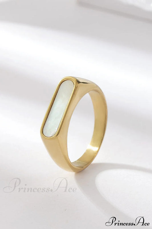 Retro Style Stainless Steel Colorful Opal Rings Gold / 7