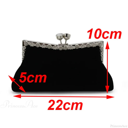 Rhinestone Crown Evening Clutch Bag Shoulder Purse Black clutchbag-250126
