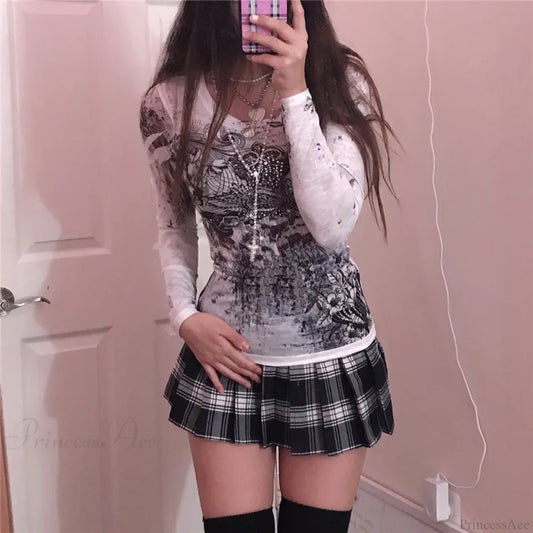 Rhinestone Graphic Knit Top