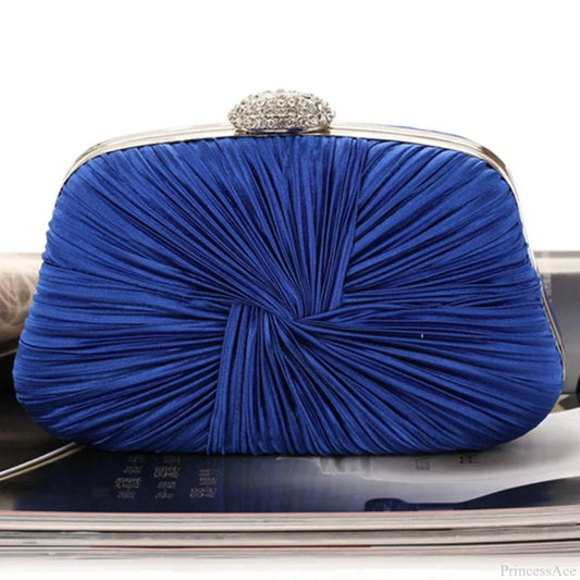 Royal Blue Pleat Pillow Shaped Clutch Bag Wedding Bridal Party Purse royal blue clutchbag-250126