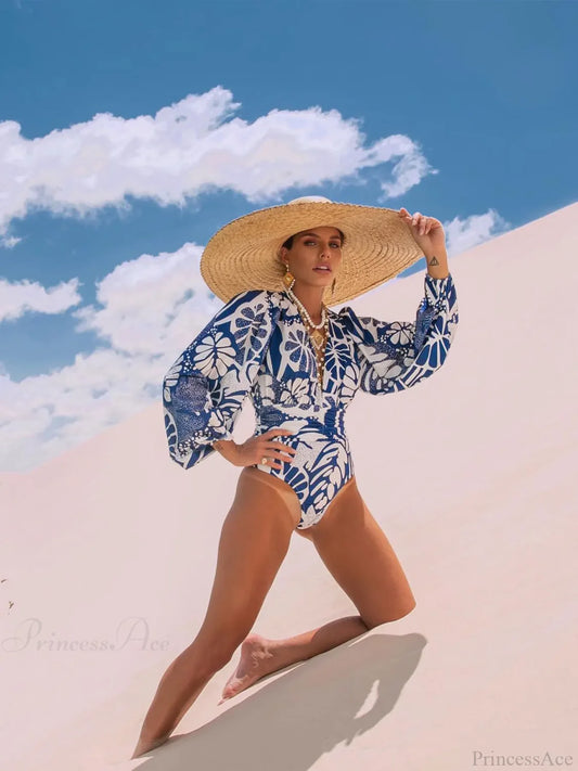 Ruffle Sleeve Deep V One Piece Set