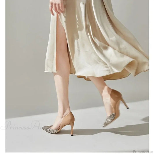 Sequin Sexy Pointedfashion Sandals Luxury Party Dress Stilettos Hot Sale High Heel Clear / 34