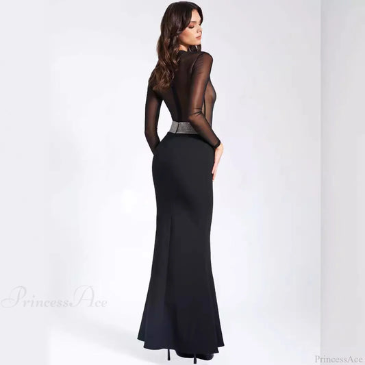 Sexy Backless Rhinestone Party Dress Prom Dress black / XS promdress-250223