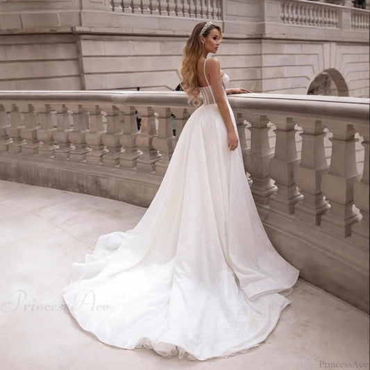 Sheer Tie-Way Sparkle Wedding Dress weddingdress-250223
