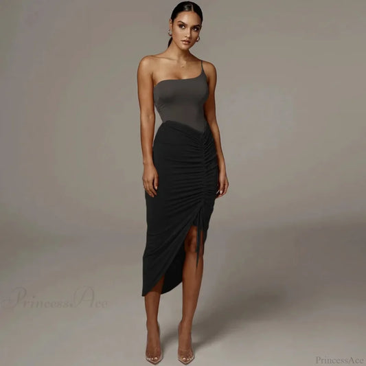 Shirring Pleated Wrap Hip Skirt