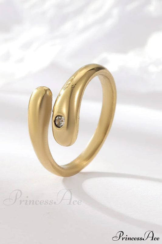Simple Diamond Studded Gold Plating Rings Gold / 6