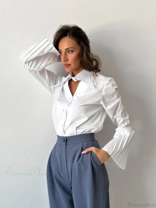 Single Breasted Ruffles Full Sleeve Blouse blouse-250223