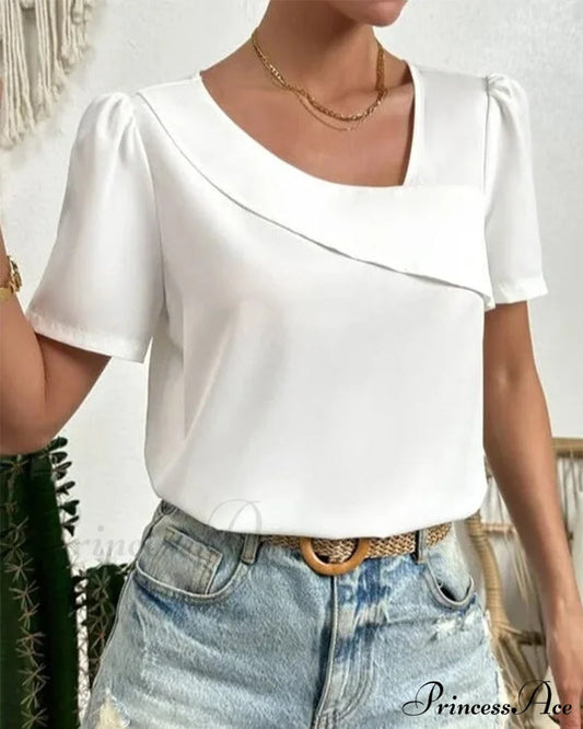 Classy plain short sleeve top White 23BF clothes Short Sleeve Tops Summer T-shirts Tops/Blouses