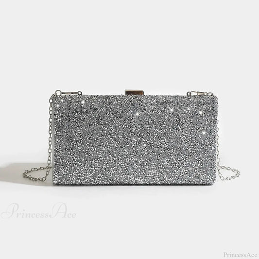 Square Bags Women’s Party Evening Clutch Bag SILVER / (20cm clutchbag-250126