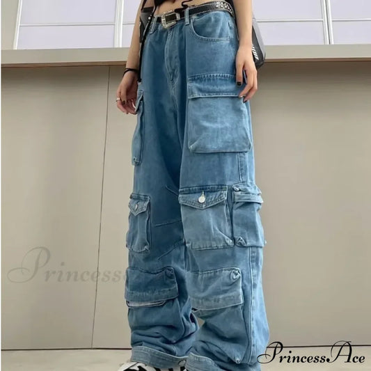Streetwear Loose Oversized Straight-Leg Multi-Pocket Washed Cargo New Heavy Industry Y2K Vintage
