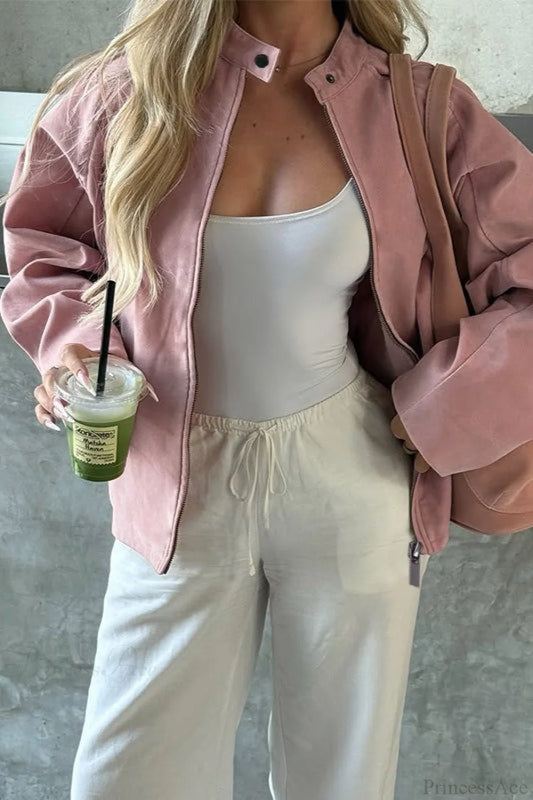 Suede Long Sleeve Elegant Casual Jacket