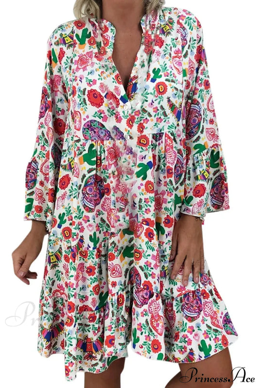 Summer Y2K Ladies Loose Bohemian Short Women’s Boho Dress Multi / S