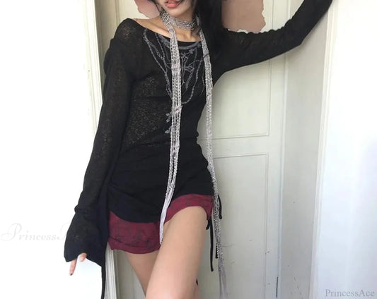 Tattoo Print Knit Top