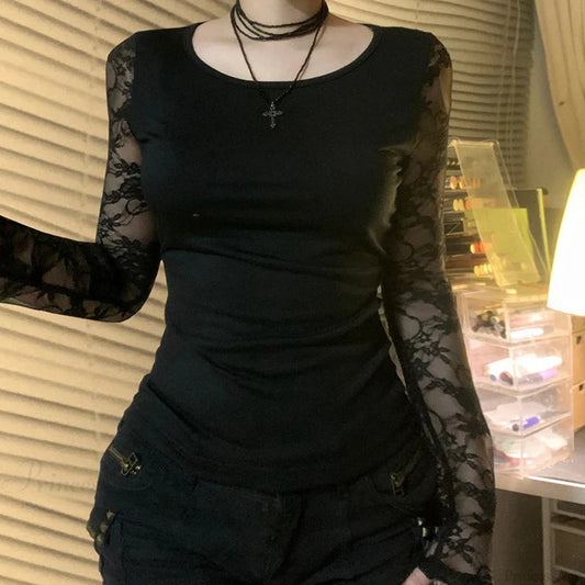 Transparent Lace Backless Knitted Top