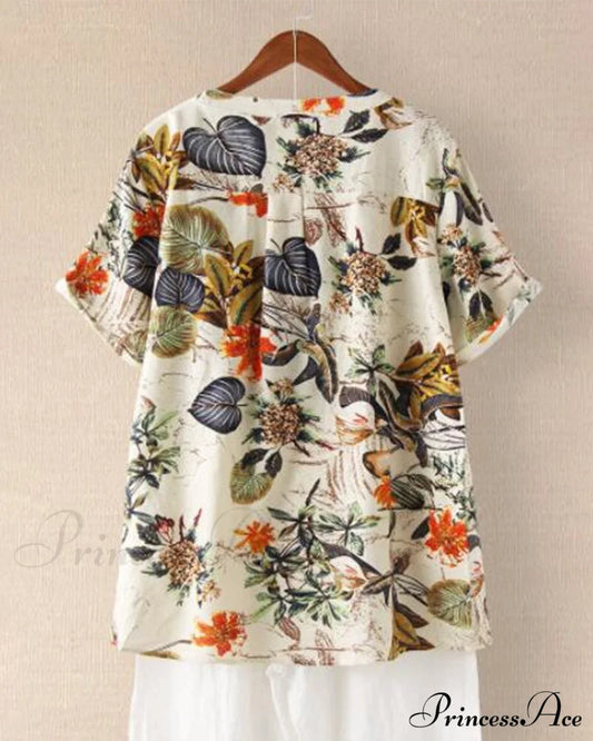 V-Neck Patterned T-Shirt T-Shirts