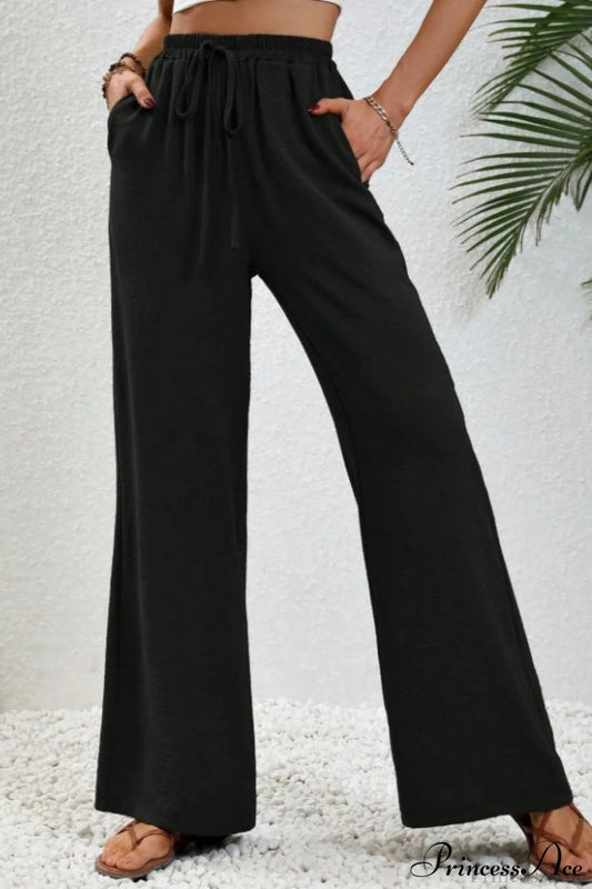 Versatile Solid Maxi Wide Leg Pants