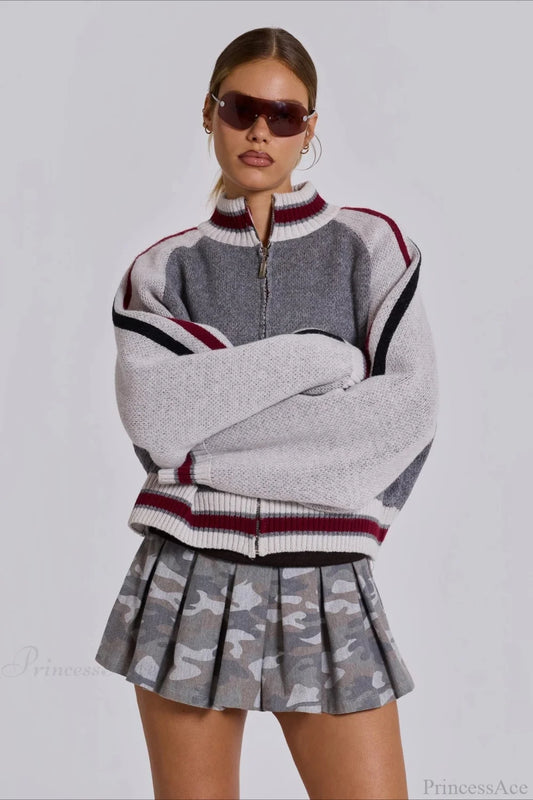 Vintage Letter Knit Cardigan Sweater