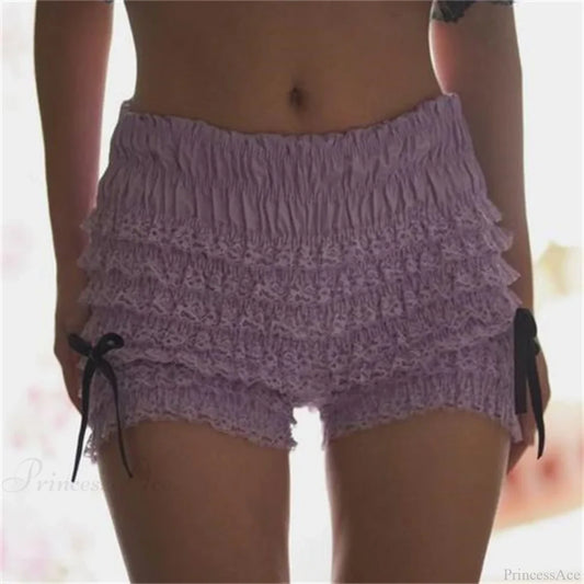 Vintage Ruffle Lace Bloomer Short PURPLE / S short-250223