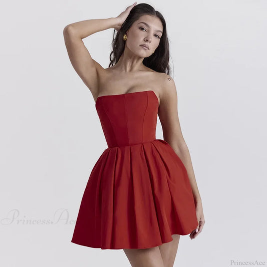 Waist Wrap A-line Vacation Dress Red / S vacationdress-250223
