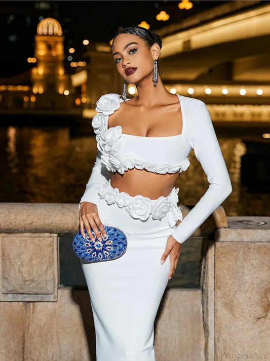 White Bandage Two-Piece Party Dress Partydress-241208