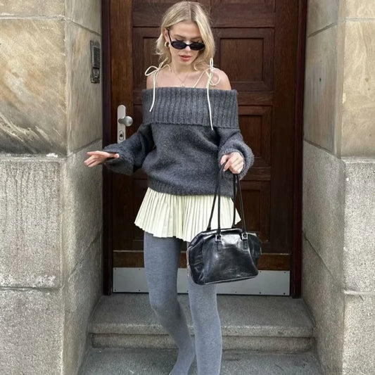 Winter Lapel Short Sweater GRAY / One Size