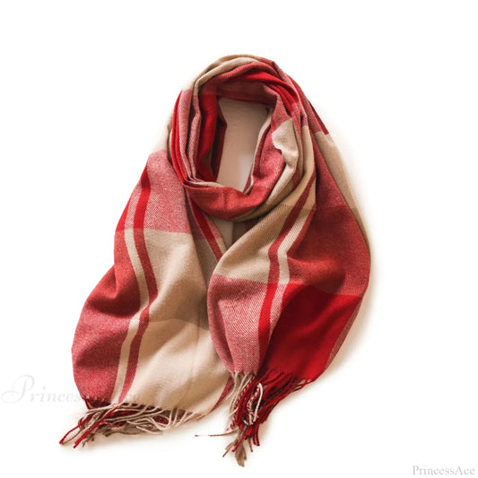 Winter Warm Cashmere Unisex Scarf - Long Windproof And Skin Friendly Orange Red Scarfs-L