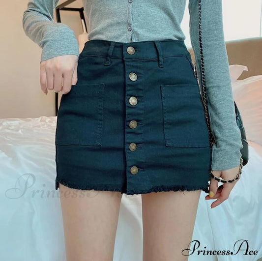 Women Shorts Waist Buttons Skirt White Arrival New Sexy Line Denim Jean High Warm-Season Mini A