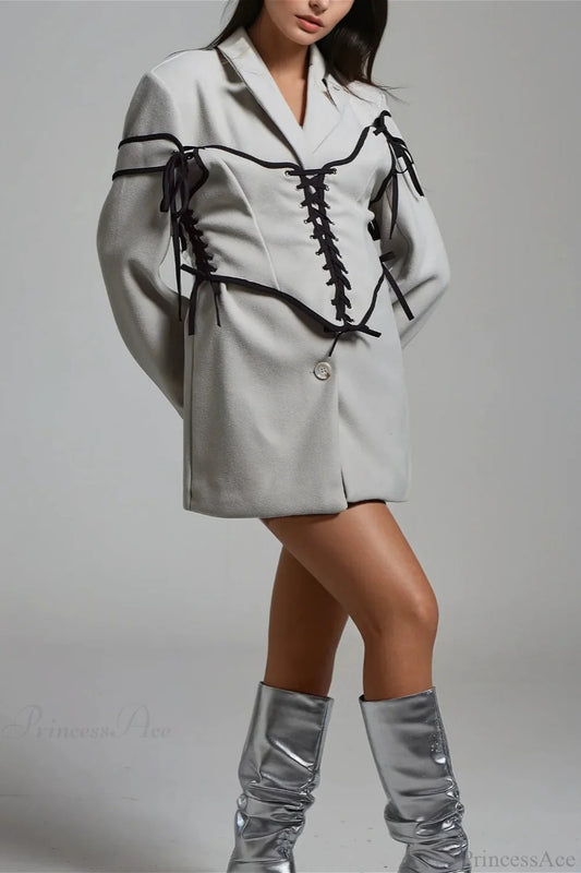 Woven Belted Lapel Waistcoat Coat