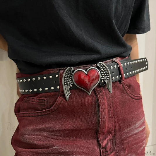 Y2K Genderless Gothic Crimson Heart Strap black / 110cm