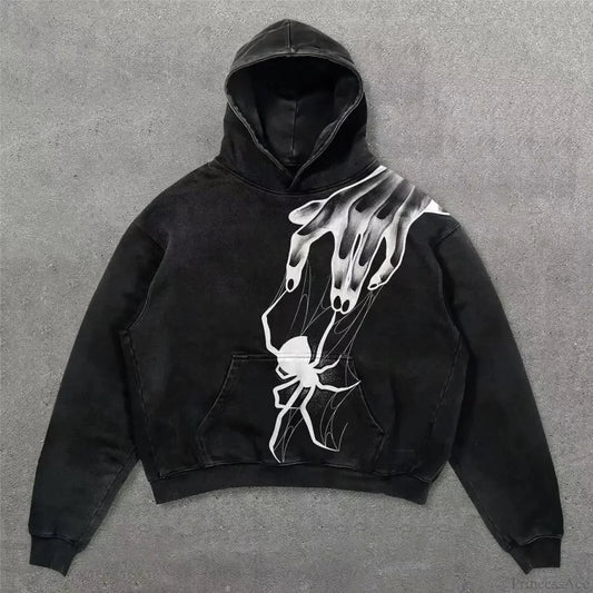 Y2K Mysterious Rap Urban Hoodie black5 / M