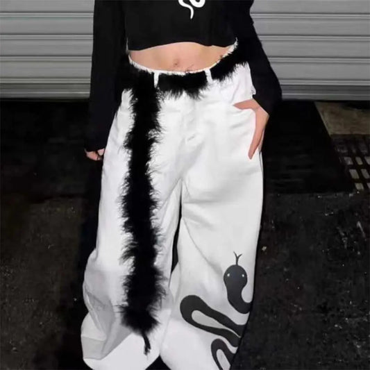 Y2K Mysterious Rebellious Furry Plush Waist Chain Belt