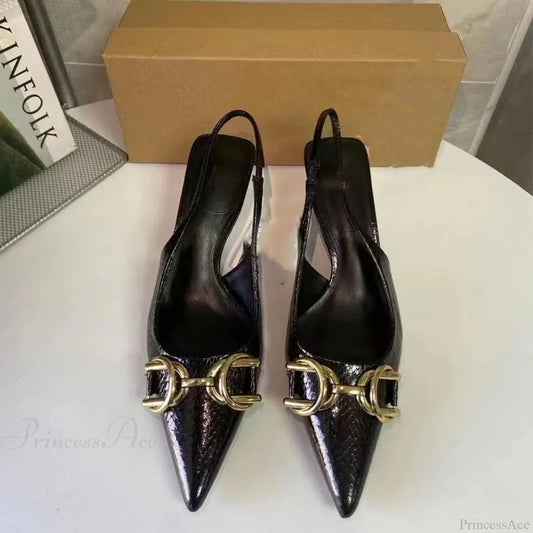 Yellow Ornamental Medieval Pointed Stiletto Slingback