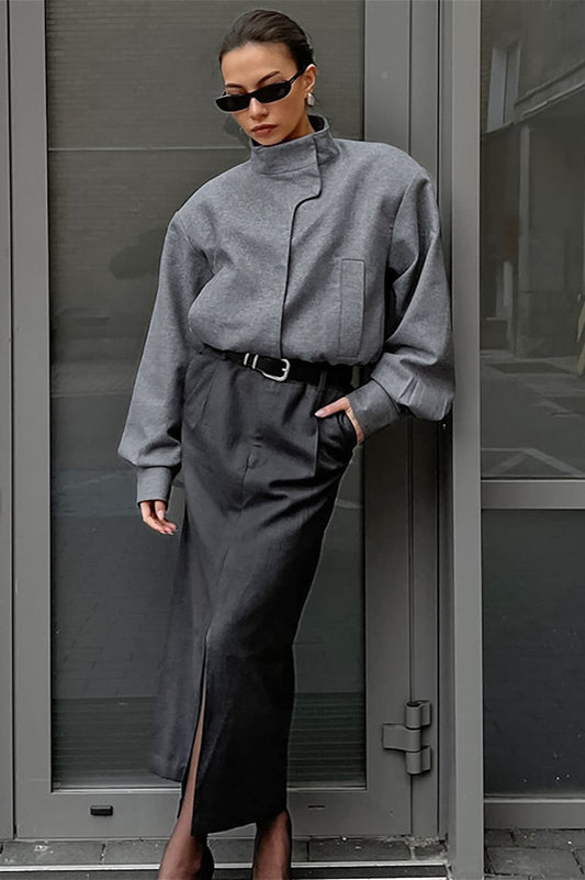 Manteau court en laine mélangée tendance