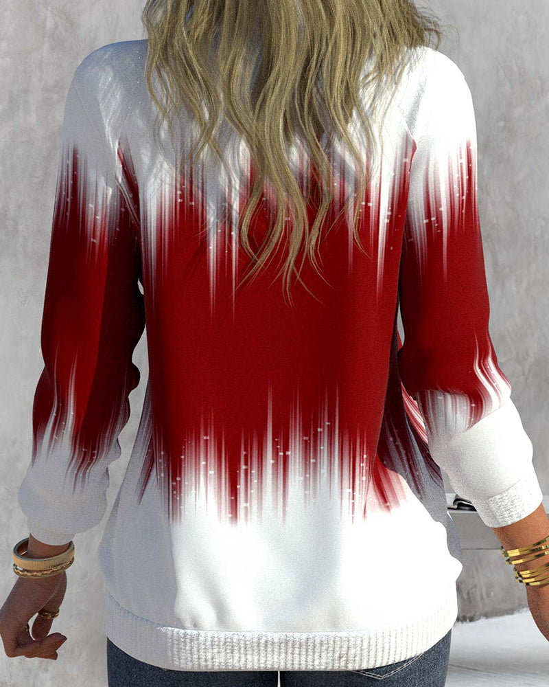 High Neck Gradient Design Sweatshirt