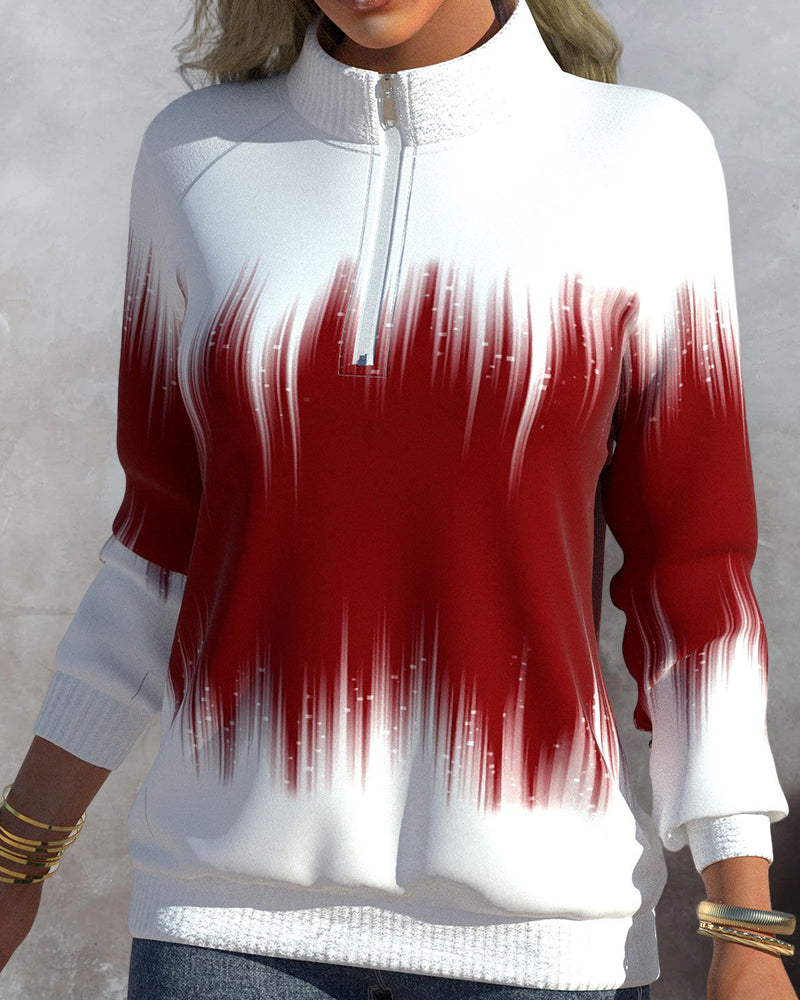 High Neck Gradient Design Sweatshirt