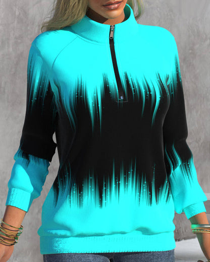 High Neck Gradient Design Sweatshirt