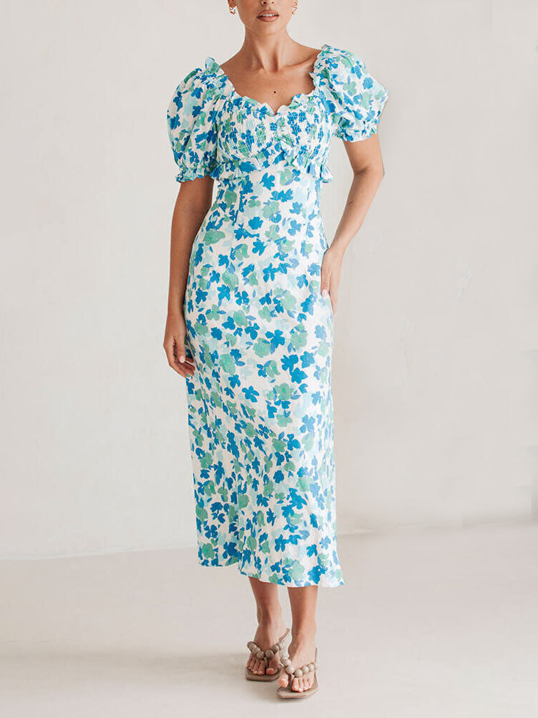 Summer Fresh Floral Charming Off-Shoulder Midi Dress