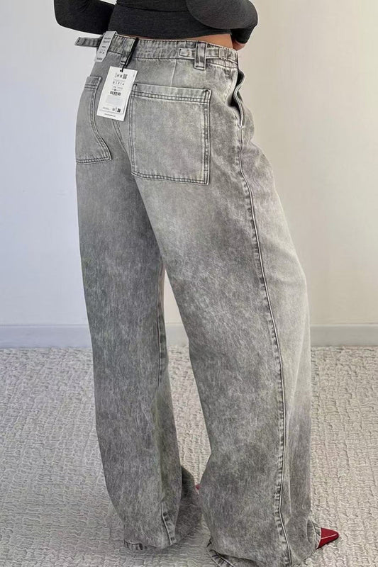 Distressed-Jeans mit niedrigem Bund und weitem Bein