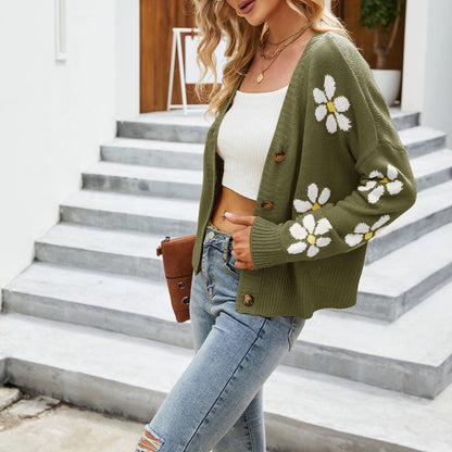 Knitted Flowered Cardigan