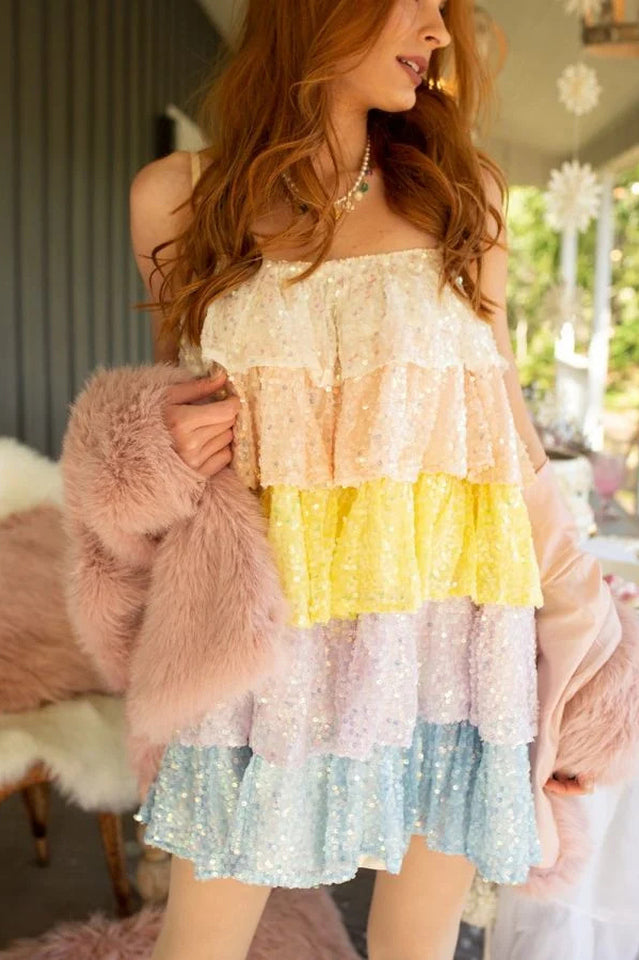 Buddy Love Disco Charming Tiered Sequin Dress