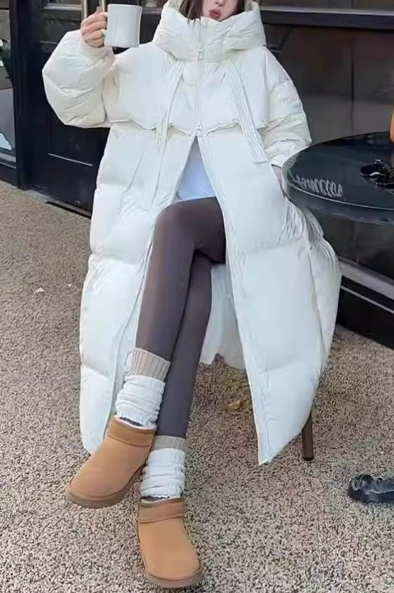 Trendy Long Hooded Puffer Jacket