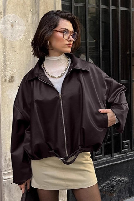 Brown Retro Biker Leather Jacket S / Brown