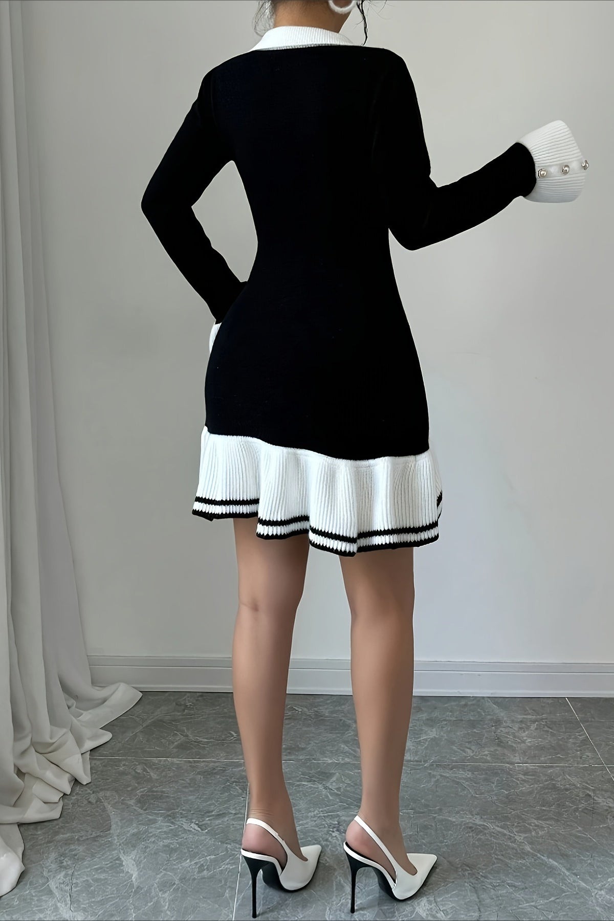 Long Sleeve Ruffle Sweater Dress