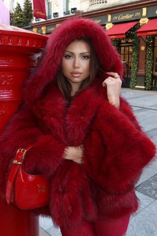 Hooded Faux Fur Blend Outerwear