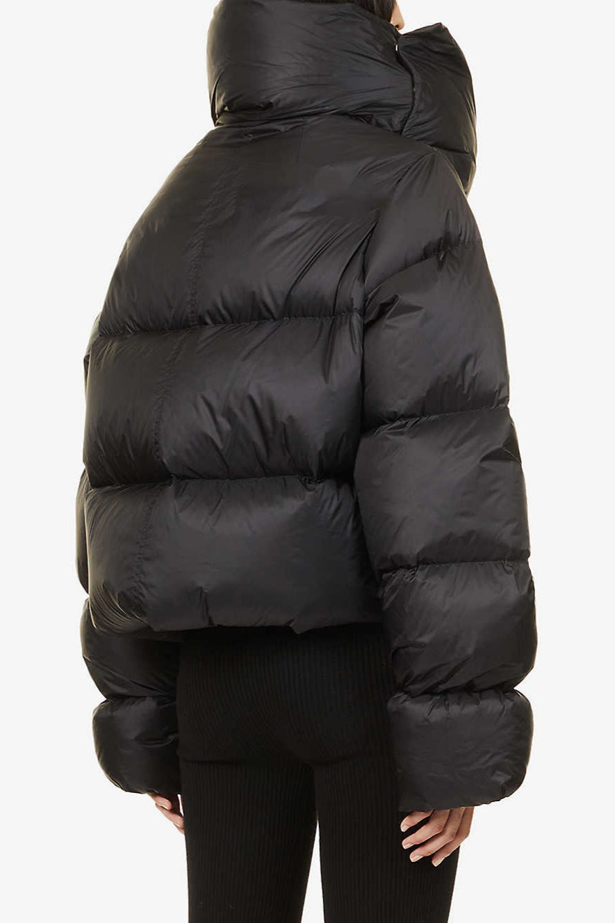 High Neck Scarf Collar Quilted Puffer Jacket S / Black