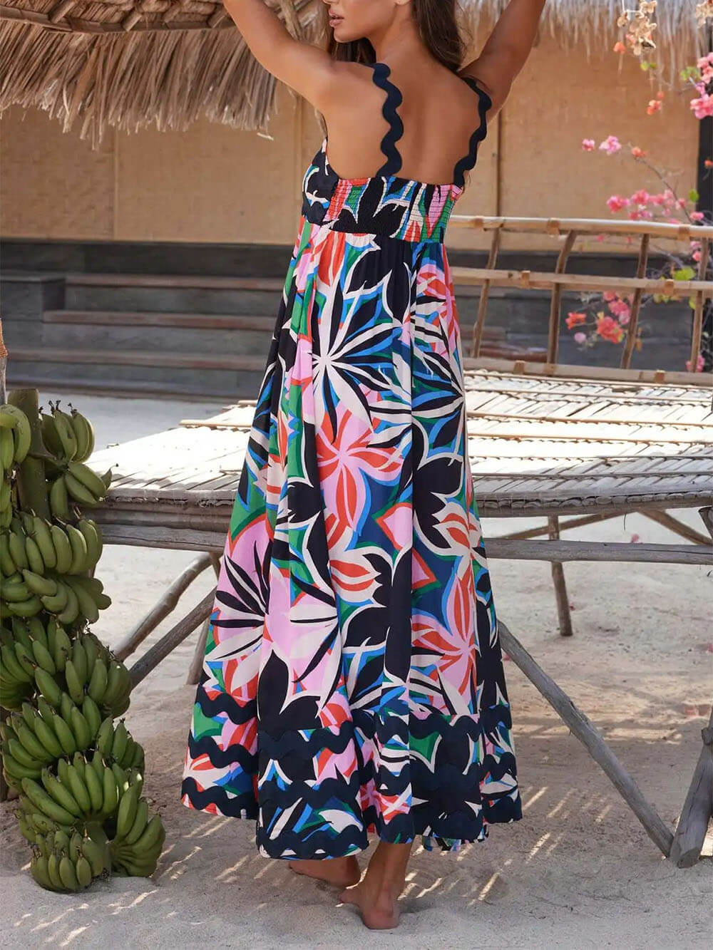 Printed Suspender Stylish Maxi Dress