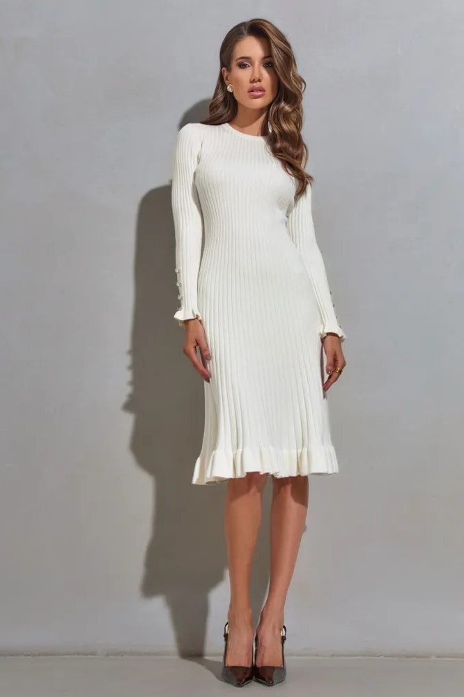 Ruffled Hem Knit Sweater Dress